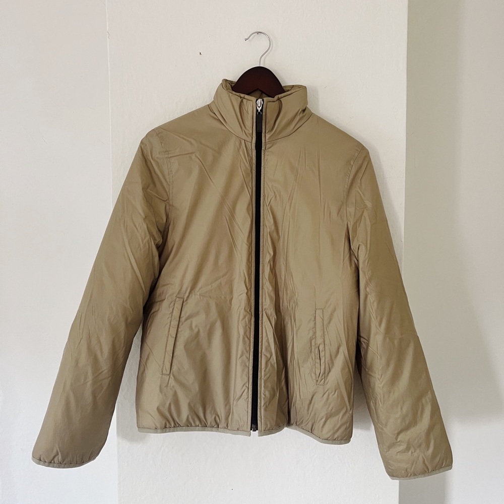 Sporty Zip-up Funnel Neck Nylon Puffer Jacket